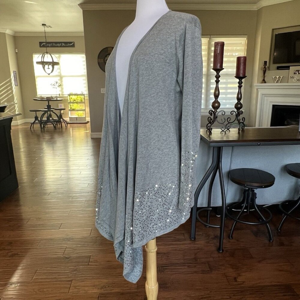 Soft Surroundings Gray Waterfall Sequin Trim Long… - image 7